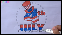 How to Draw Happy Independence Day USA 4th of July | Kids Drawing