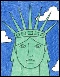 how to draw the Statue of Liberty face