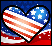 How to Draw a 4th of July Heart