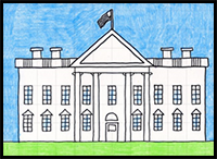 how to draw the white house