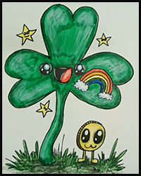 How-To Draw a St. Patrick's Day Shamrock, Shamrock Step-by-Step Lesson