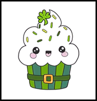 St Patrick's Day Kawaii Cupcake Drawing Tutorial