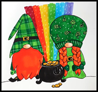 How to Draw St. Patrick's Day Gnomes Step by Step Drawing Tutorial for Kids