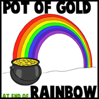 How to Draw a Pot of Gold at the End of a Rainbow in Easy Steps