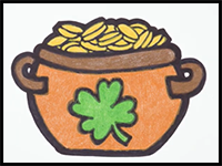 How to Draw Pot of Gold | Saint Patrick's Day Drawings