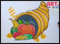 How to Draw a CORNUCOPIA | Art and Doodles for Kids