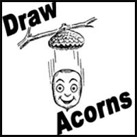 How to Draw Acorns Falling from Oak Tree Branch with Easy Drawing Tutorial
