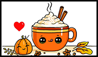 How to Draw a Pumpkin Spice Latte Easy