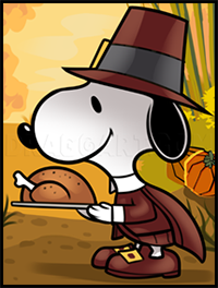 How to Draw Thanksgiving Snoopy