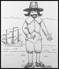 How to Draw Pilgrim Father for Thanksgiving