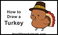 How to Draw a Turkey (Cartoon) for Thanksgiving