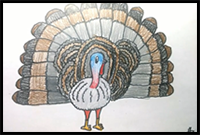 How to Draw a Turkey for Thanksgiving - Easy Drawing Tutorial by 9-Year-Old Girl