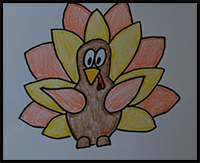 How to Draw a Cartoon Thanksgiving Turkey