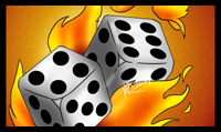 How To Draw Flaming Dice