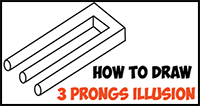 How to Draw 3 Prongs Optical Illusion Easy Step by Step Drawing Tutorial / Trick for Kids