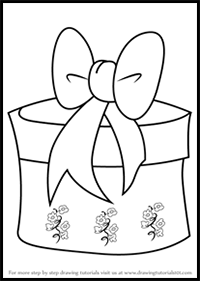 How to Draw Christmas Gift Box with Ribbon