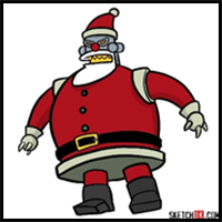 How to draw Robot Santa Claus