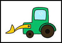 How to Draw a Tractor Loader with Shovel Bucket