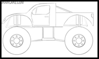 how to draw a monster truck easy