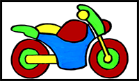 Easy Drawing of a Motorcycle for Kids