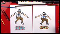 How to Draw a Skateboarder Doing a Kickflip