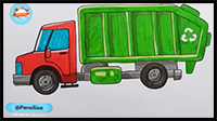 How to Draw a Garbage Truck Easy for Kids Vehicle Drawing