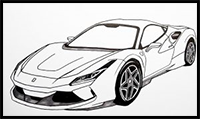 How to draw a ferrari car
