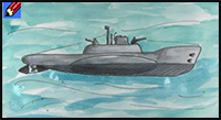 How to Draw a WW2 Submarine Real Easy