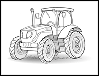 How to Draw a Tractor with a Pencil
