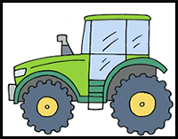 How to Draw a Tractor Step by Step Tutorial
