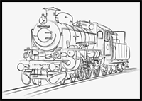 How to Draw a Train Step by Step - For Kids & Beginners