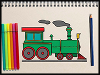 How to Draw a Train - Step by Step
