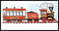 How to Draw a Train: Step by Step from Simple Shapes
