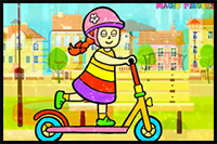 Scooter Drawing, Painting, Coloring for Kids & Toddlers
