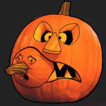 How to Draw a Jack-O-Lantern Eating a Baby Pumpkin