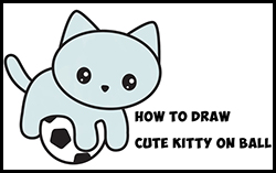 Draw a Kawaii Kitten on a Soccer Ball