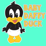 How to Draw Baby Daffy Duck from TinyToons Adventures 