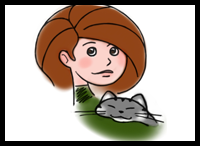 How to Draw Cartoon Girl Holding a Kitty Cat Drawing Lesson 