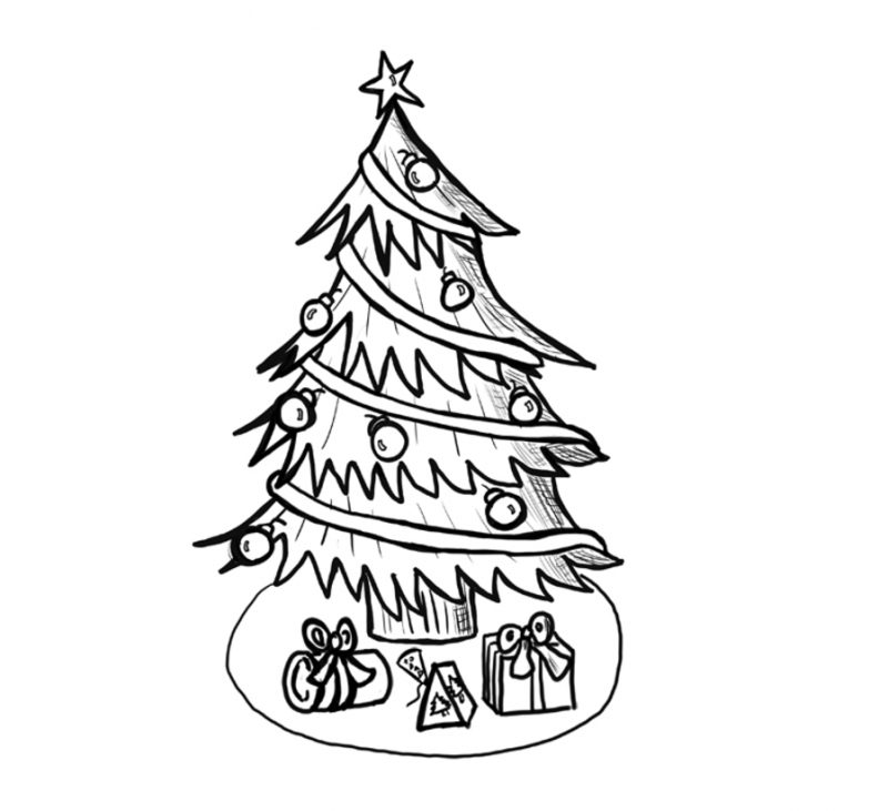 christmas tree drawing tutorial How to Draw Step by Step Drawing