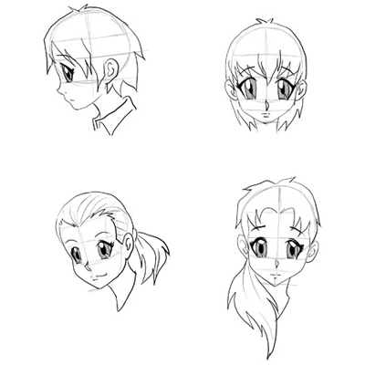 Draw Anime Faces & Heads : Drawing Manga Faces Step by Step Tutorials