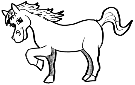 Finished Drawing of Cartoon Horses - How to Draw Step by Step Drawing  Tutorials