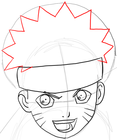 Step 6 - Drawing Naruto in Simple Steps Lesson for Kids - How to Draw Step by Step Drawing Tutorials