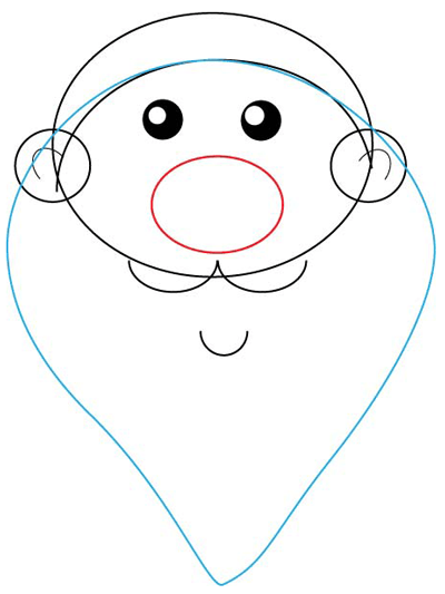 Step 2 : Drawing Santa Clause's Face and Head