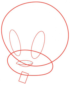 Step 2 : Drawing Tweety Bird with Simple Step by Step Instructions