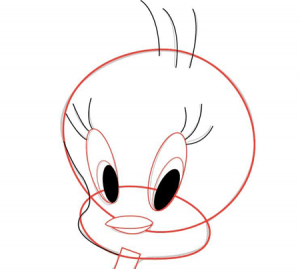 Step 3 : Drawing Tweety Bird with Simple Step by Step Instructions