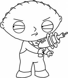 Finished BW Drawing of Stewie