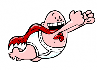 Finished Colored Drawing of Captain Underpants Flying