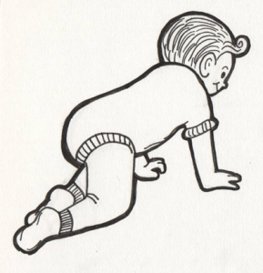 Finished drawing of crawling baby