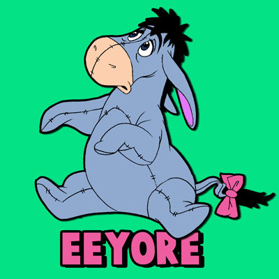 How to Draw Eeyore with easy step by step drawing lessons for kids