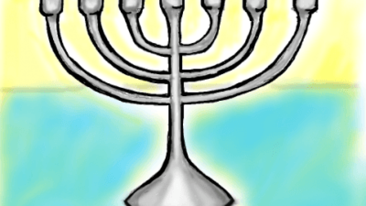 Menorah Drawing : Hanukkah Menorah One Line Drawing Royalty Free Vector